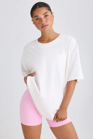 Soft Cotton Jersey Oversized T-Shirt in White