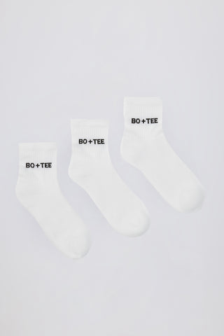 Ribbed Crew Sock Bundle in White