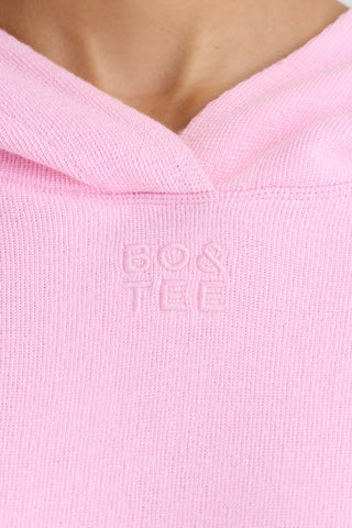 Textured Cotton Jersey Graphic Print Hoodie in Bubblegum Pink