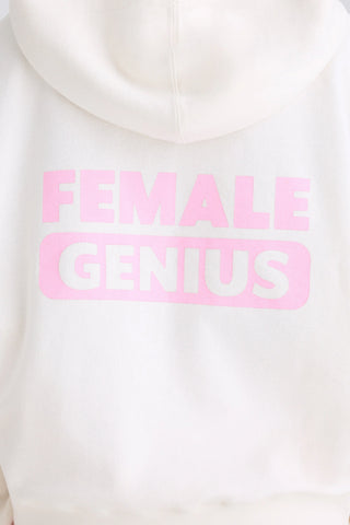 Textured Cotton Jersey Graphic Print Hoodie in White