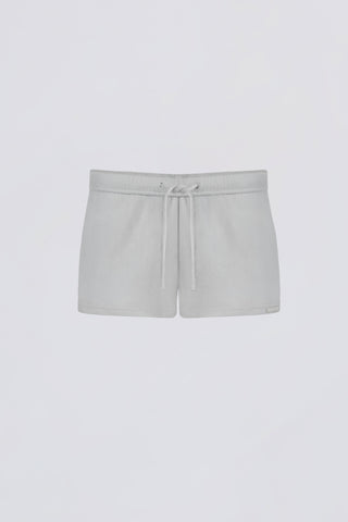 Brushed Jersey Elasticated Mini Shorts in Fog Grey
