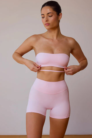 High-Waist Mini Shorts in Soft Pink