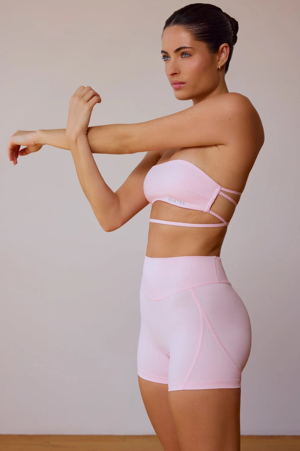 High-Waist Mini Shorts in Soft Pink