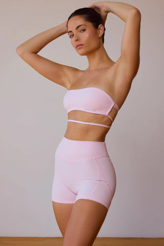 High-Waist Mini Shorts in Soft Pink