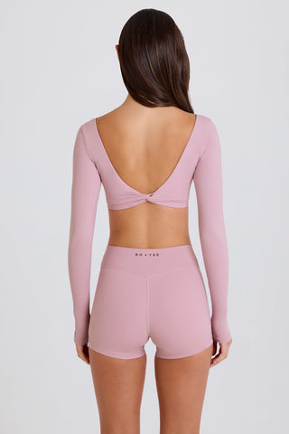 Four-Way Stretch High-Waist Mini Shorts in Mauve