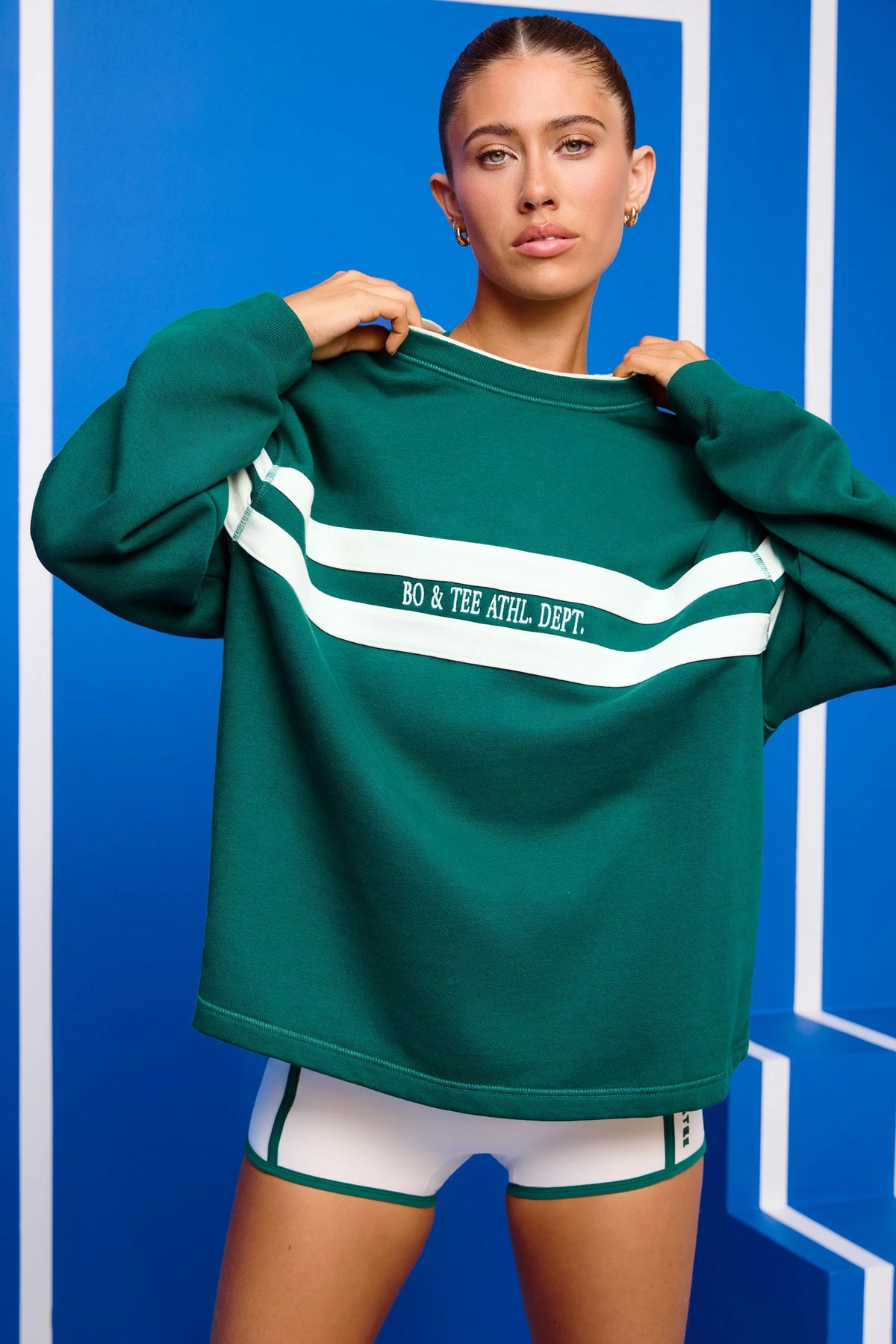 Soft Loopback Jersey Oversized Sweatshirt in Varsity Green