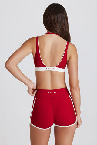 Soft Active Contrast Mini Shorts in Dark Red