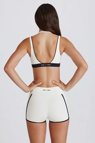 Soft Active Contrast Mini Shorts in Ivory