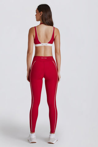Soft Active Contrast Leggings in Dark Red
