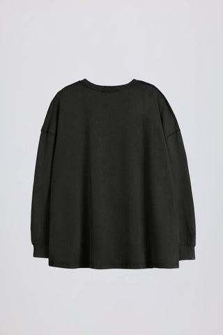 Acid Wash Long-Sleeve Oversized T-Shirt in Ash