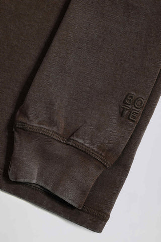 Acid Wash Long-Sleeve Oversized T-Shirt in Brown