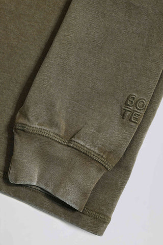 Acid Wash Long-Sleeve Oversized T-Shirt in Light Green