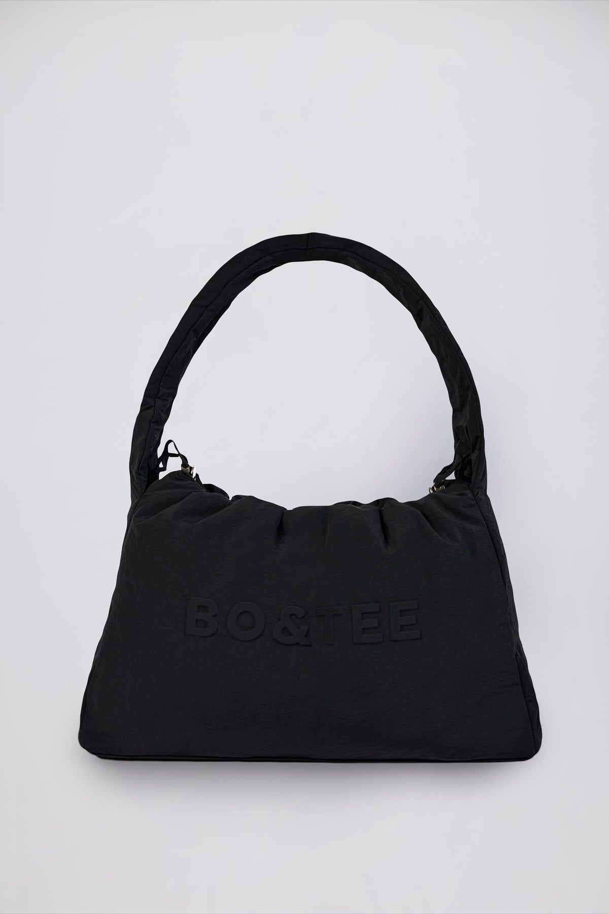 Drawstring Puffer Tote Bag in Black