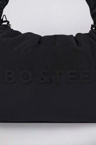 Drawstring Puffer Tote Bag in Black