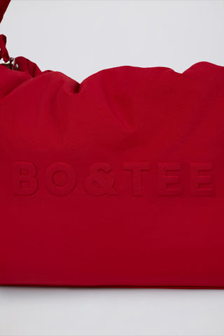 Drawstring Puffer Tote Bag in Cherry Red