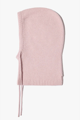 Knit Drawstring Balaclava in Powder Pink