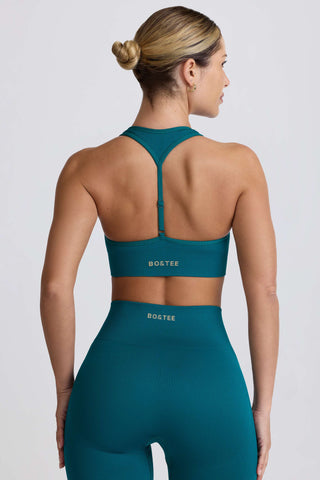Super Sculpt Seamless T-Back Sports Bra in Teal