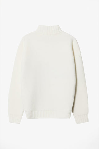 Knit Quarter-Zip Turtleneck Oversized Jumper in Burgundy