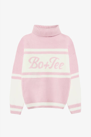 Knit Turtleneck Oversized Jumper in Powder Pink