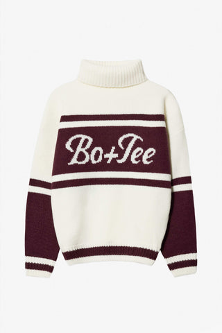 Knit Turtleneck Oversized Jumper in Burgundy