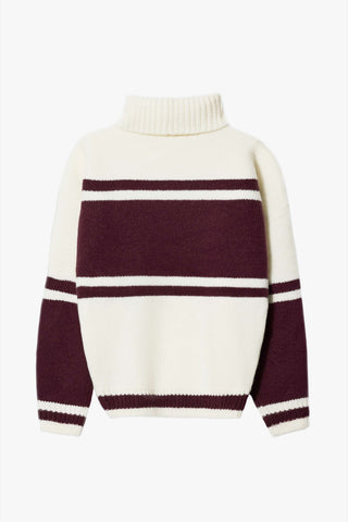 Knit Turtleneck Oversized Jumper in Burgundy