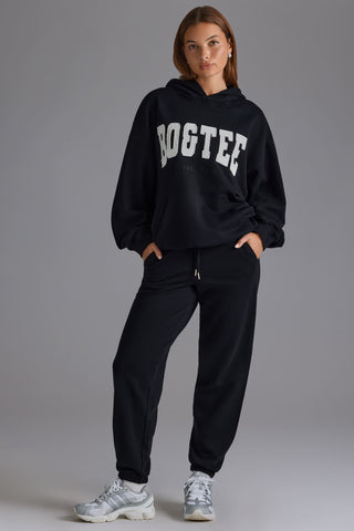 Soft Cotton Jersey Relaxed Mid-Rise Joggers in Black