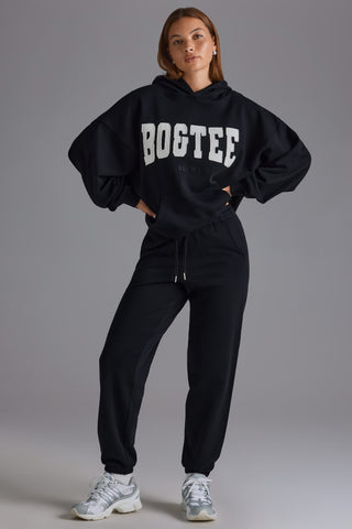 Soft Cotton Jersey Relaxed Mid-Rise Joggers in Black