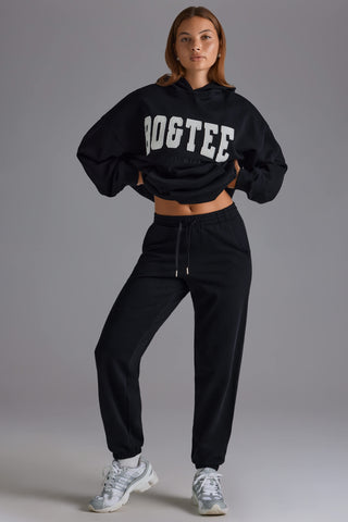 Soft Cotton Jersey Relaxed Mid-Rise Joggers in Black