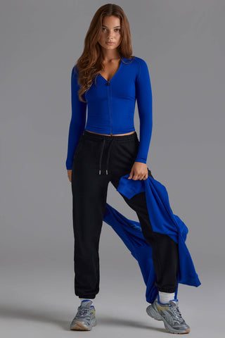 Soft Cotton Jersey Relaxed Mid-Rise Joggers in Black