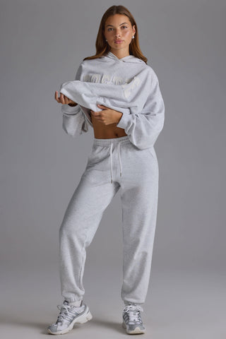 Soft Cotton Jersey Relaxed Mid-Rise Joggers in Grey Marl