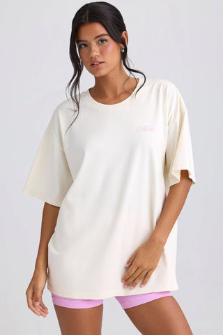 Oversized Short-Sleeve T-Shirt in Egg Shell