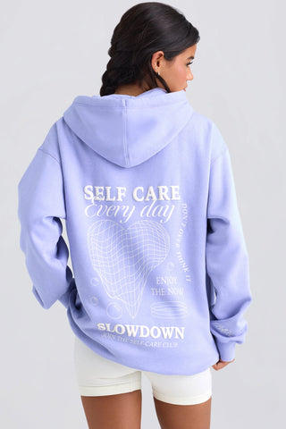 Heavyweight Brushed Fleece Oversized Hoodie in Periwinkle