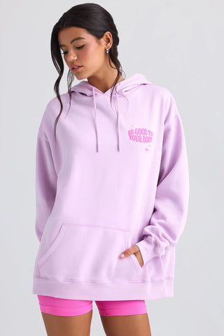 Heavyweight Brushed Fleece Oversized Hoodie in Violet Pink