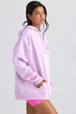 Heavyweight Brushed Fleece Oversized Hoodie in Violet Pink
