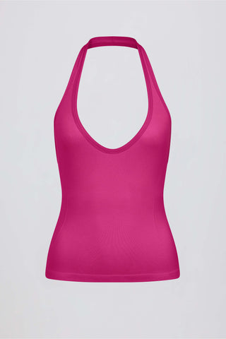 Define Luxe Halterneck Tank Top in Berry