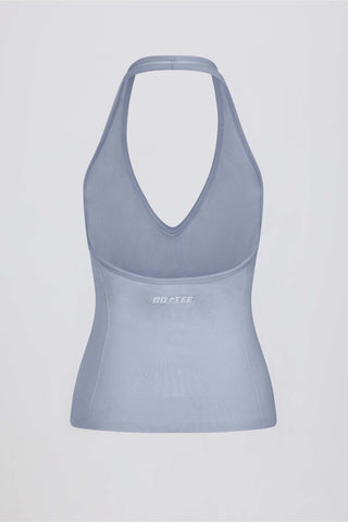Define Luxe Halterneck Tank Top in Blue Grey