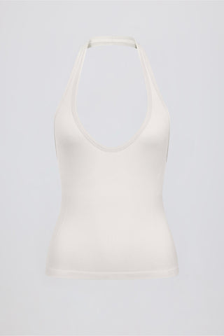 Define Luxe Halterneck Tank Top in White