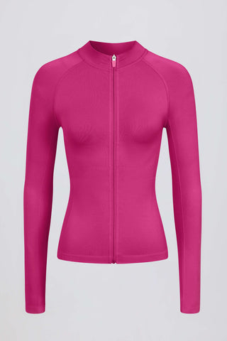 Define Luxe Zip-Up Jacket in Berry