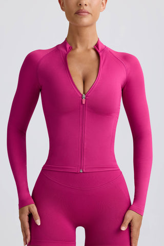 Define Luxe Zip-Up Jacket in Berry