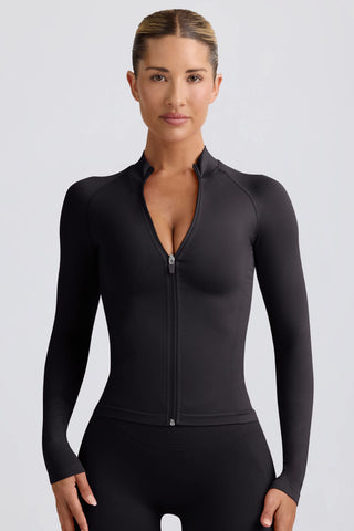 Define Luxe Zip-Up Jacket in Black