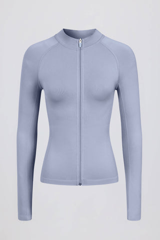 Define Luxe Zip-Up Jacket in Blue Grey