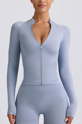 Define Luxe Zip-Up Jacket in Blue Grey