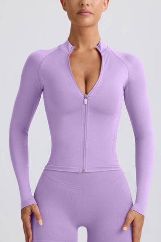 Define Luxe Zip-Up Jacket in Lilac