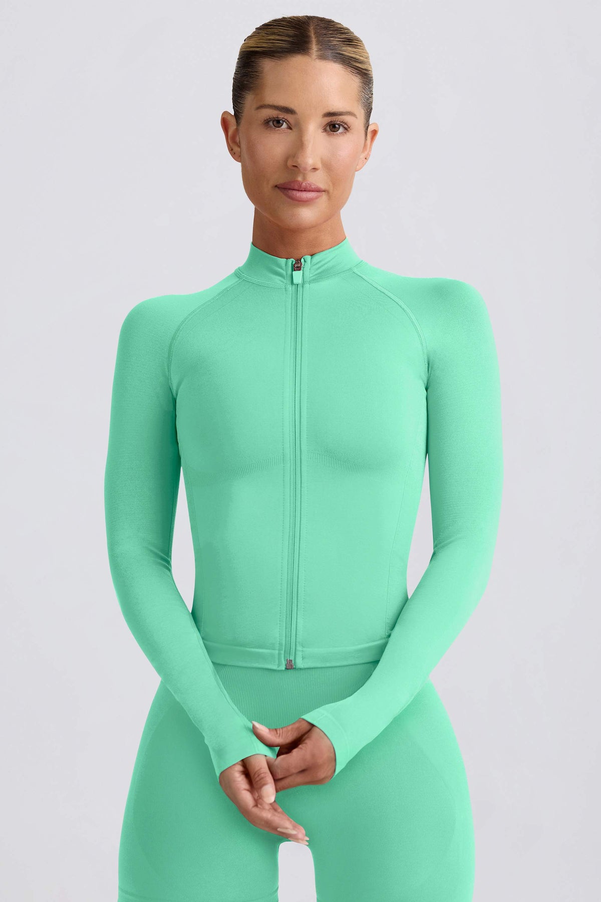 Define Luxe Zip-Up Jacket in Mint