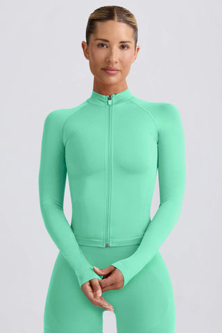 Define Luxe Zip-Up Jacket in Mint