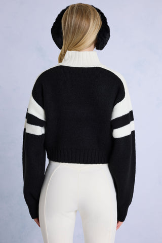 Knit Logo Cropped Jumper in Black