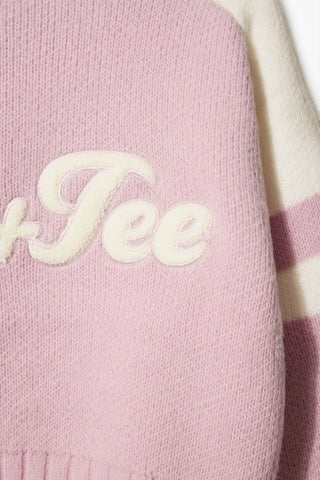 Knit Logo Cropped Jumper in Powder Pink