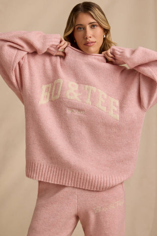 Ribbed Knit Oversized Jumper in Blush Pink