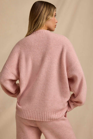 Ribbed Knit Oversized Jumper in Blush Pink