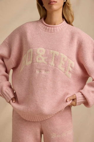 Ribbed Knit Oversized Jumper in Blush Pink